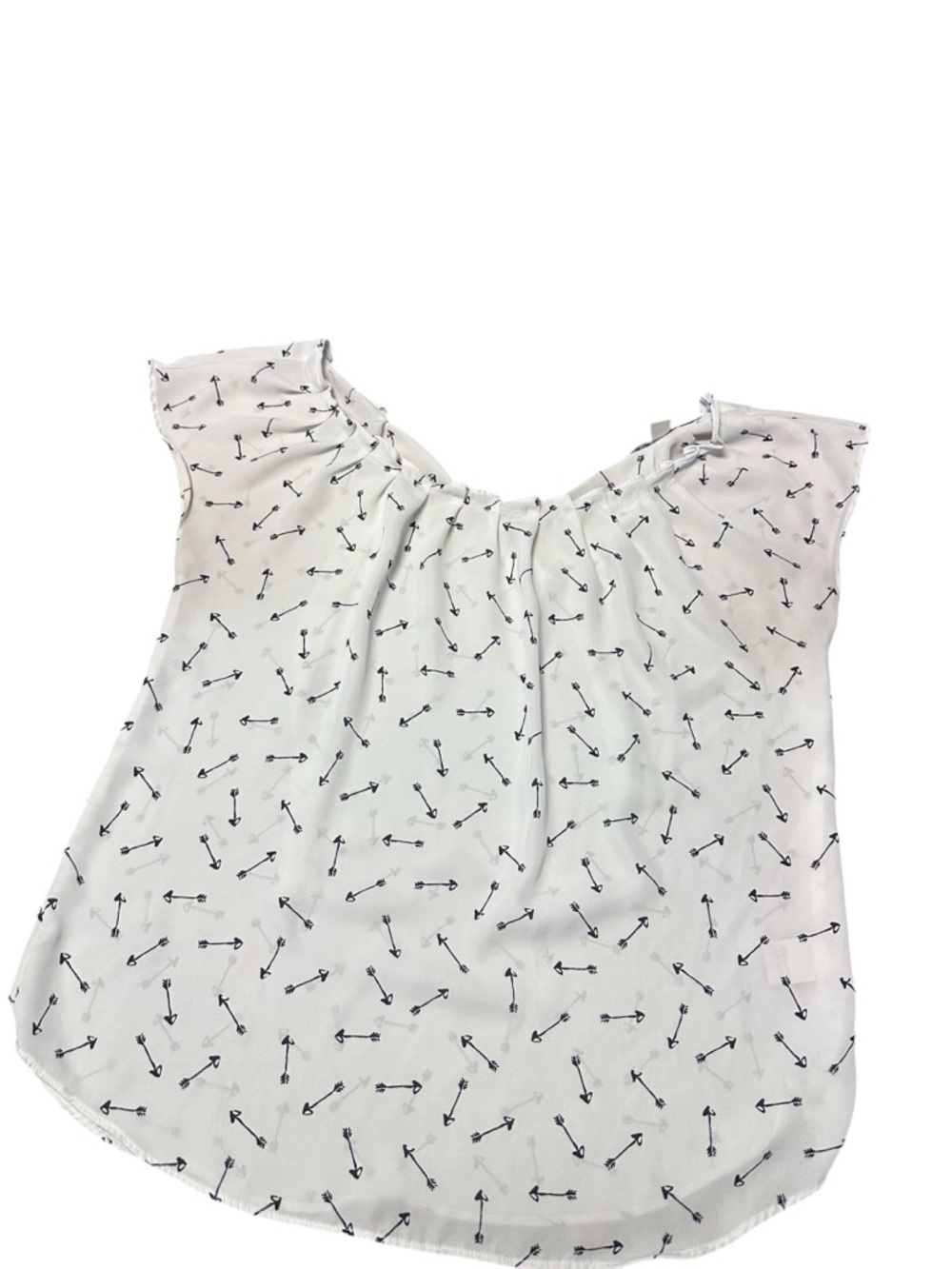 LC Lauren Conrad White Blouse with Black Arrow Print
